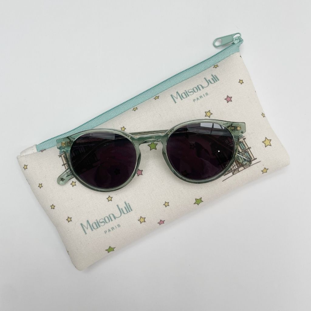 Maison Juli Fabi Round Sunglasses in Green and pouch