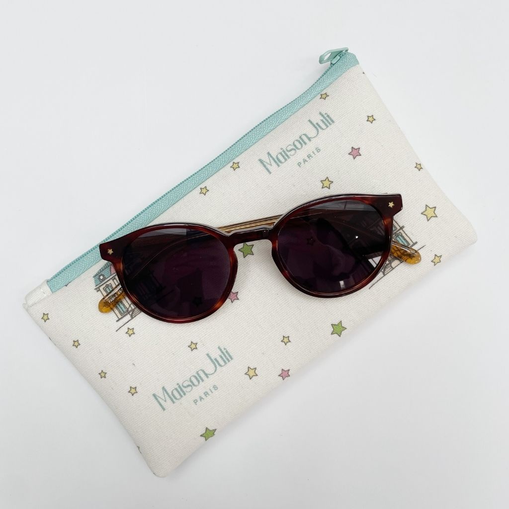 Maison Juli Fabi Round Sunglasses in Tortoiseshell along with pouch
