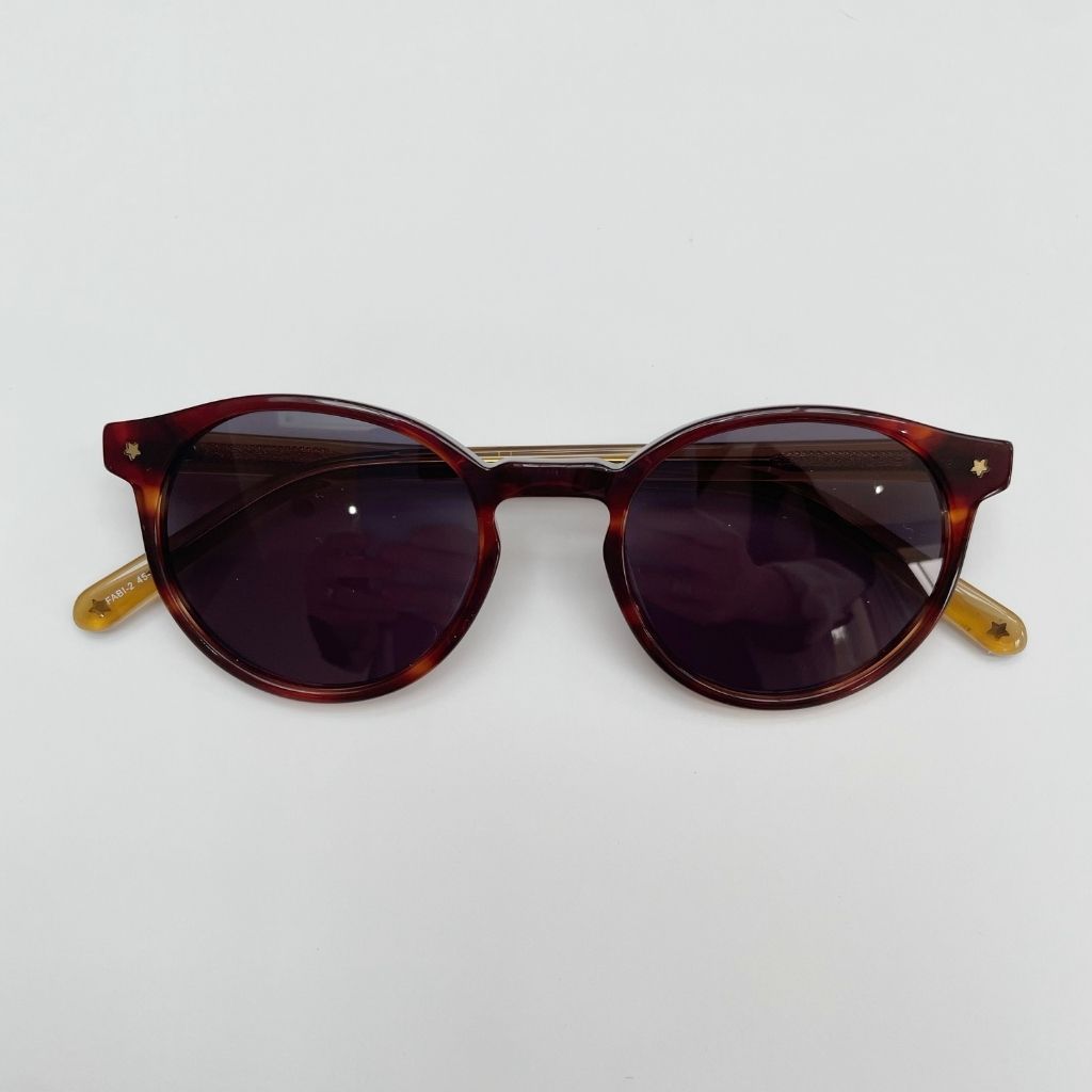 Product shot of Maison Juli Fabi Round Sunglasses in Tortoiseshell