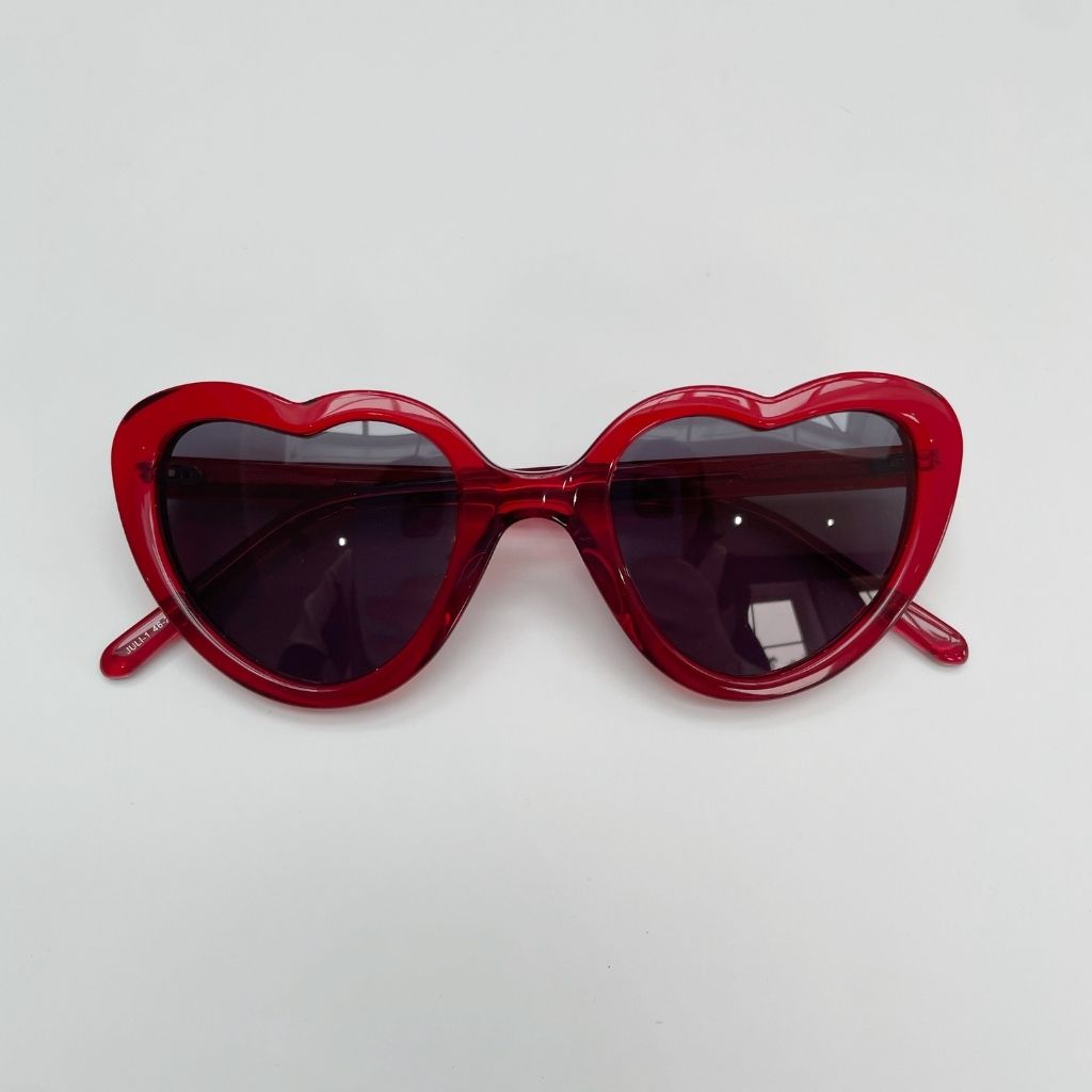Product shot of Maison Juli Red Crystal Heart Sunglasses