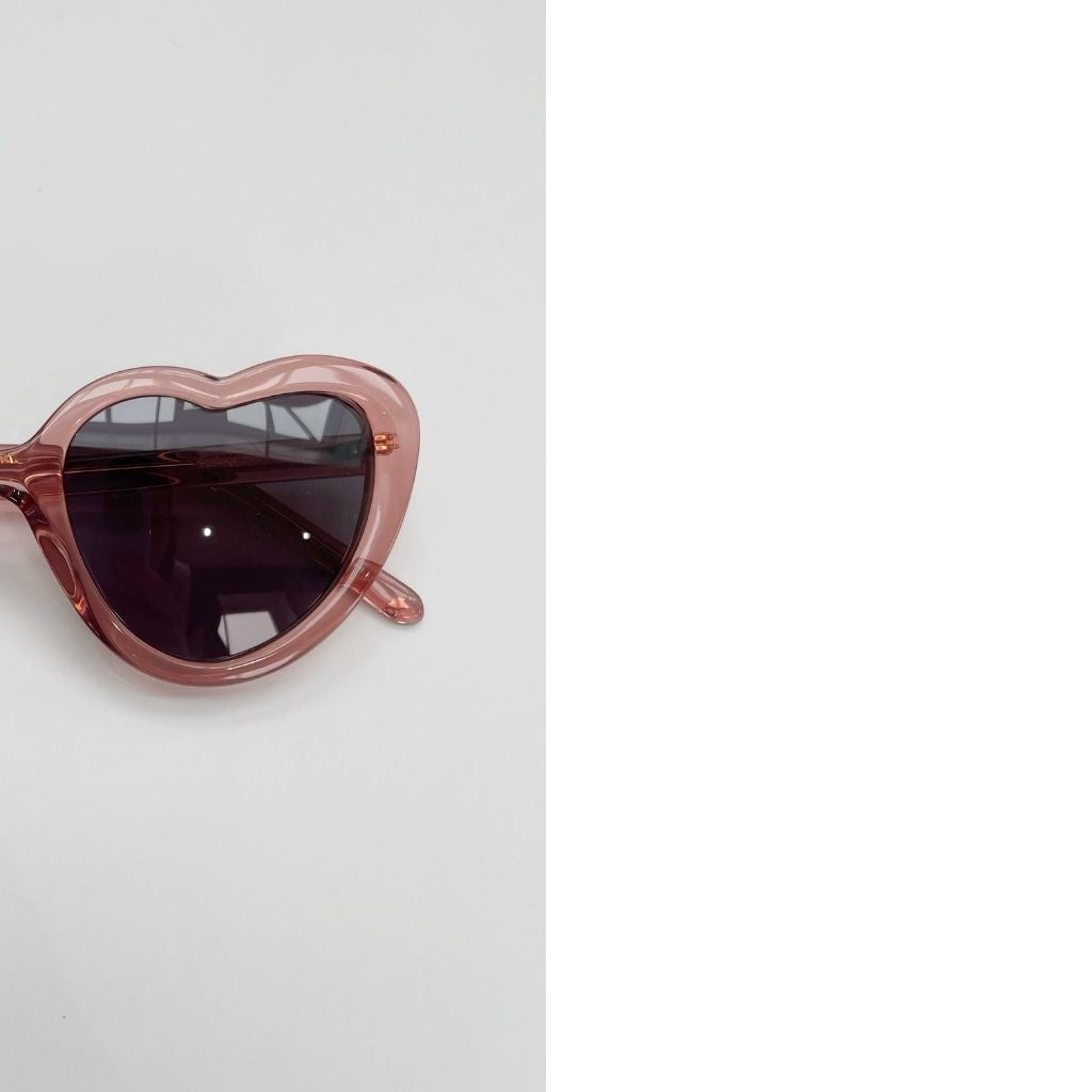 Close up of Maison Juli Rose Crystal Heart Sunglasses