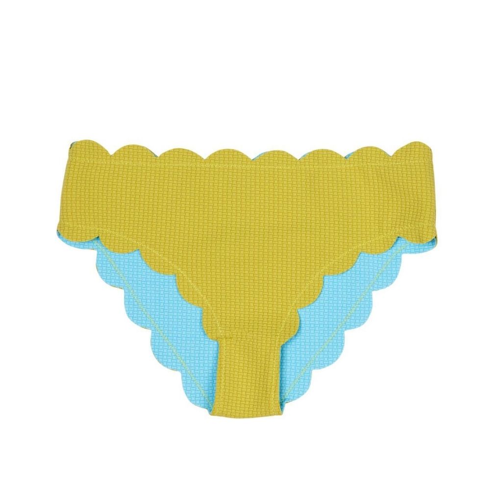 Product shot of Marysia Bumby Broadway Bikini Bottoms in Fern and Horizon