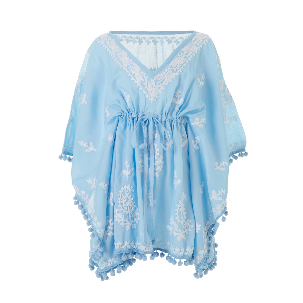 Melissa Odabash Baby Sharize girls cover-up in cornflower blue with white embroidery