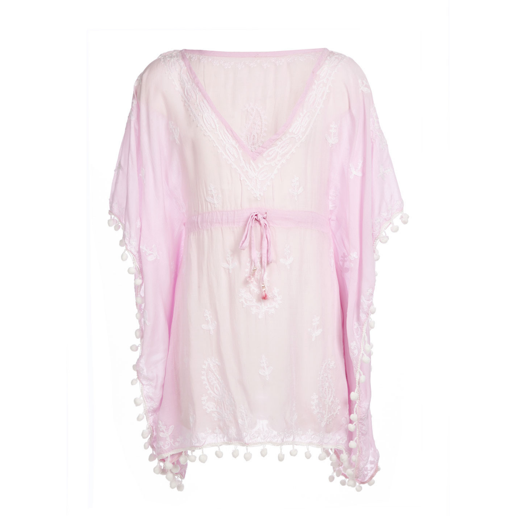Melissa Odabash Baby Sharize girls cover-up in pale pink with white embroidery