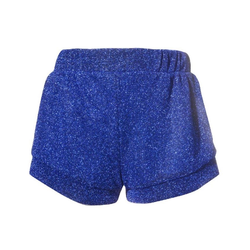 Product view of the Oseree Kids Osemini Lumiere girl's metallic shorts in blue