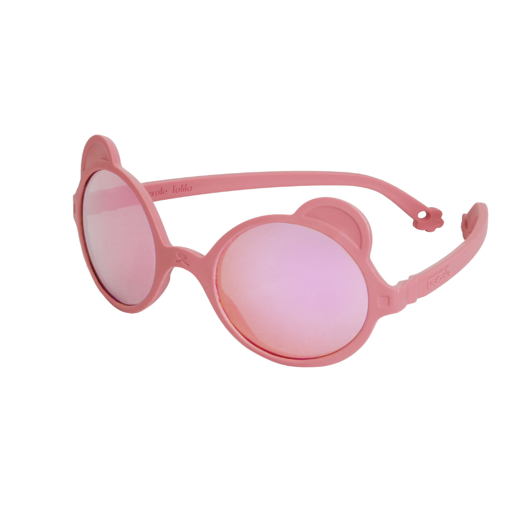 Side view of Ki et La Ourson Teddy Bear sunglasses for Children from 1 - 4 years in Antik Pink