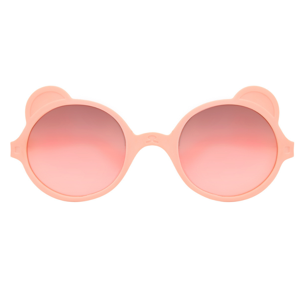 Close up of Ki et La Ourson Teddy Bear sunglasses for children from 1 - 4 years in peach