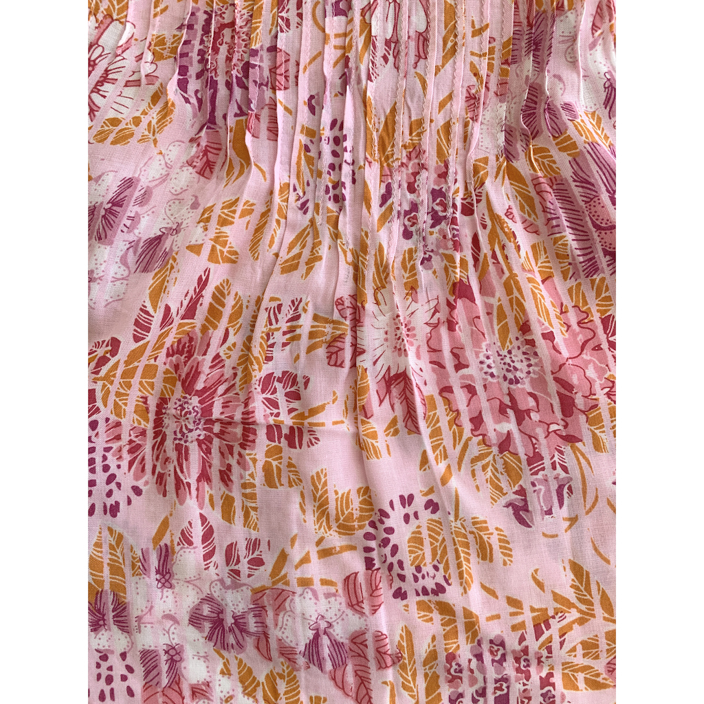 Pattern detail on Children's Amber Pleated Blouse Top in Pink Marigold from Poupette St Barth