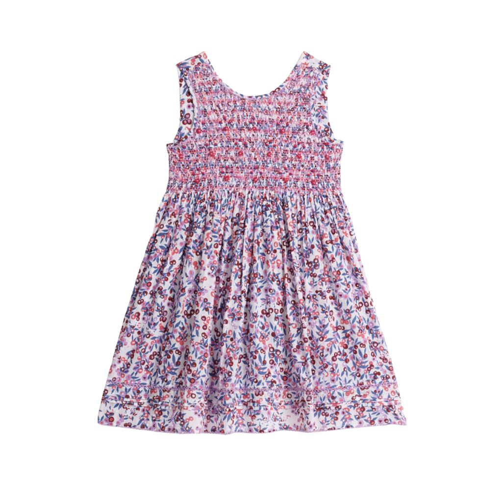 Product shot of the front of the Poupette St Barth Kids Amelie Mini Dress in Blue Blueberry Print 