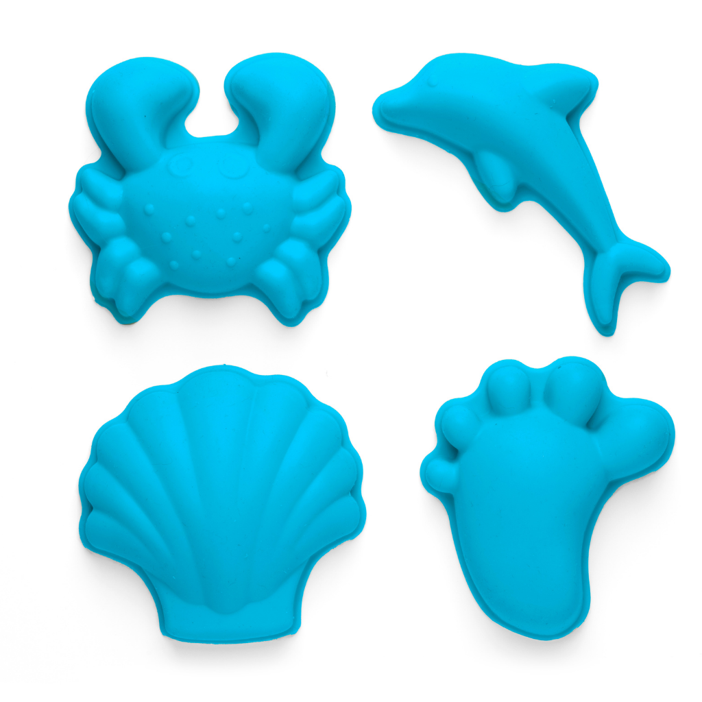 Scrunch silicone footprint sand moulds in blue sky