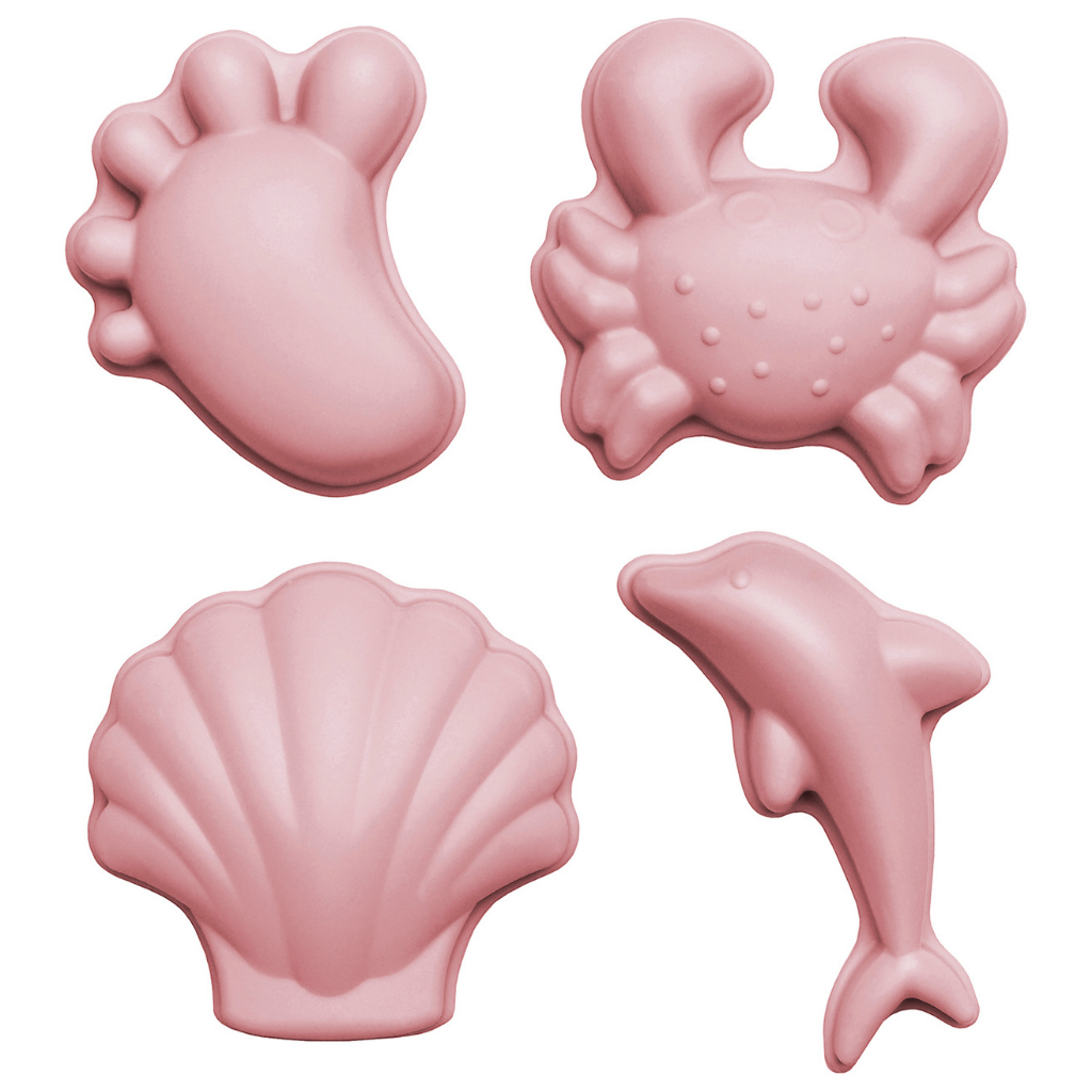 Scrunch silicone footprints set sand moulds in old rose