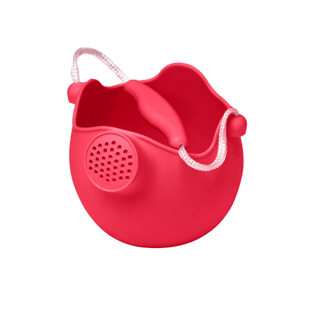 Scrunch silicone watering can in Strawberry Red