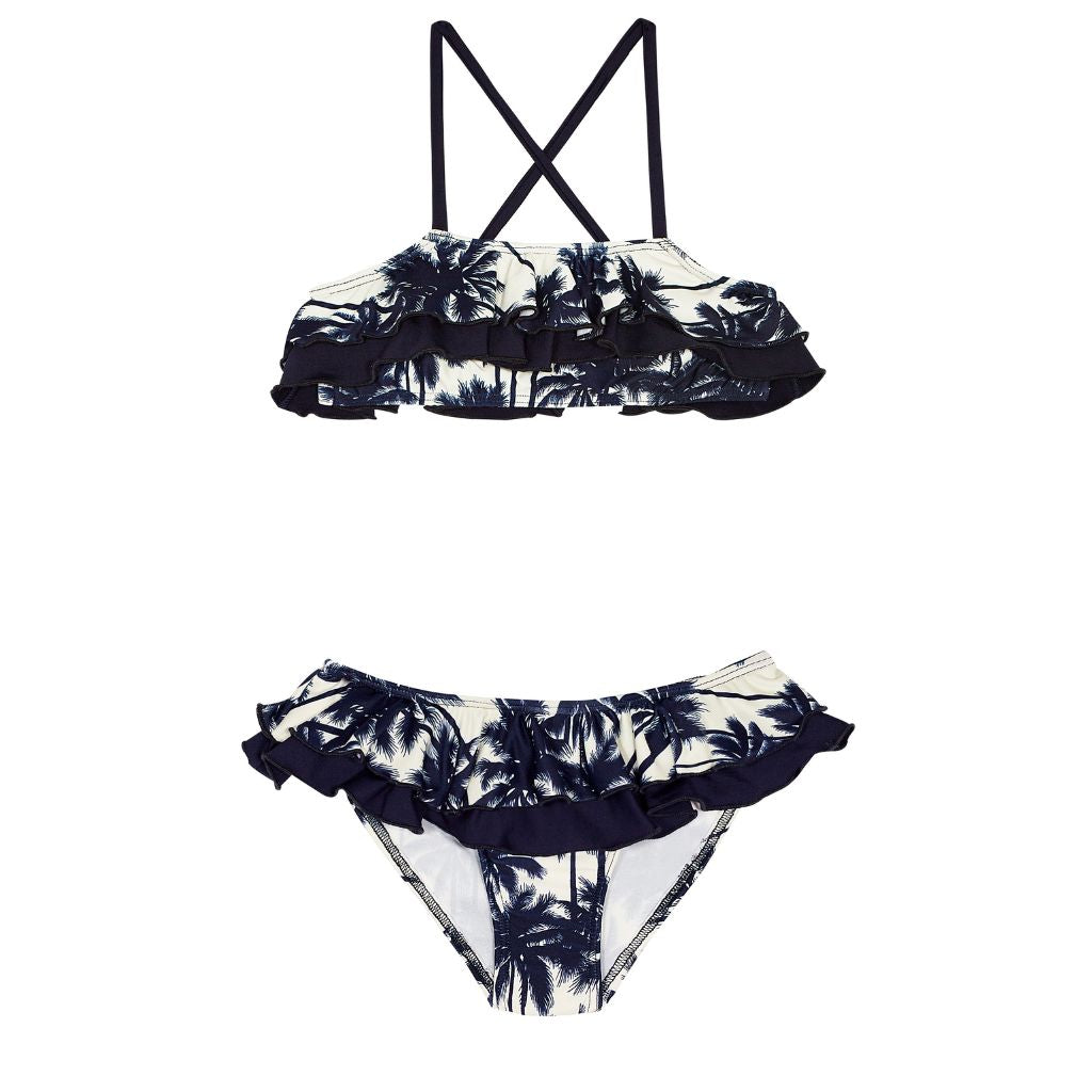 Product shot of the front of the Suncracy Palms Menorca Cross Two Pieces Girls Bikini