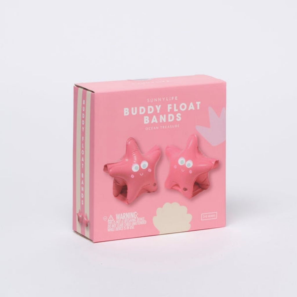 Packaging for Sunnylife kids buddy float bands in ocean treasure design with rose starfish