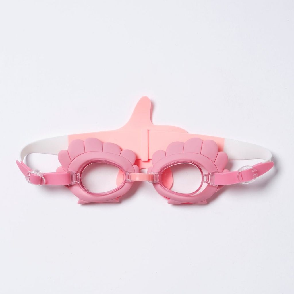 Product shot of Sunnylife Kids mini swim goggles in ocean treasure rose with starfish