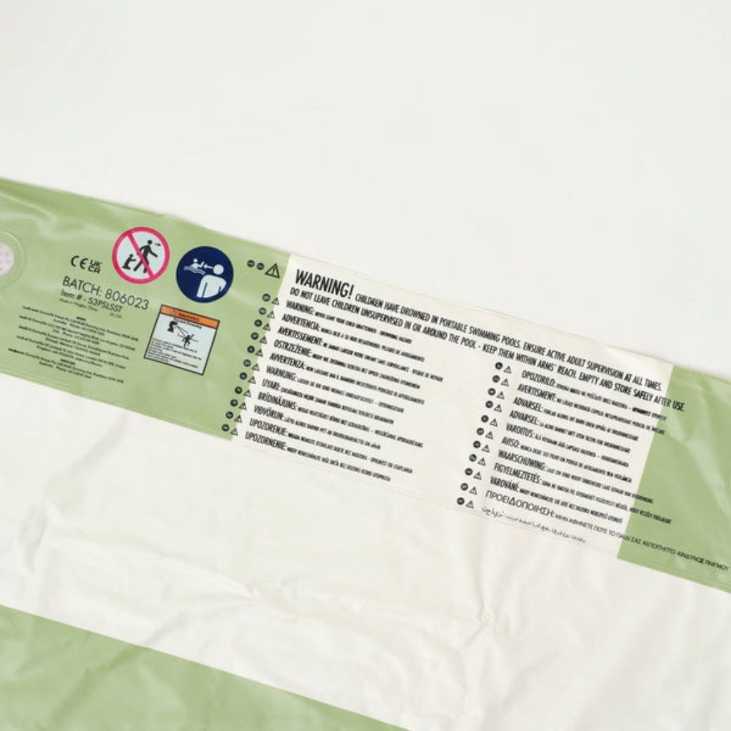Safety instructions on the Sunnylife Slip and Slide outdoor garden game in Shark Tribe Khaki
