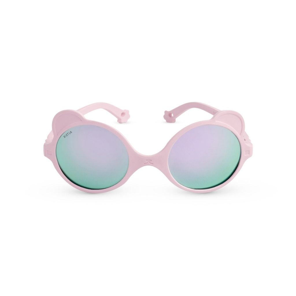Front view of Ki et La Ours'on baby sunglasses in light pink