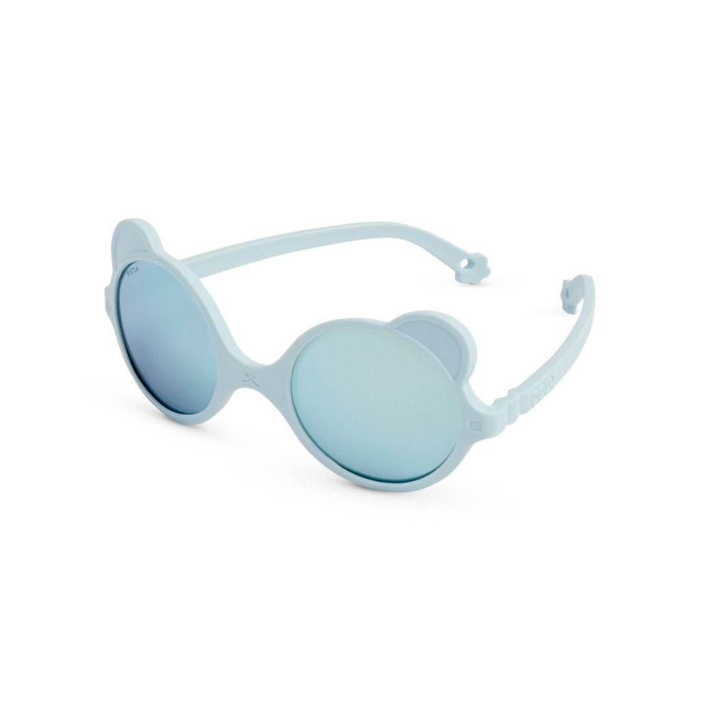 Side view of Ki et La Ours'on baby sunglasses in in sky blue
